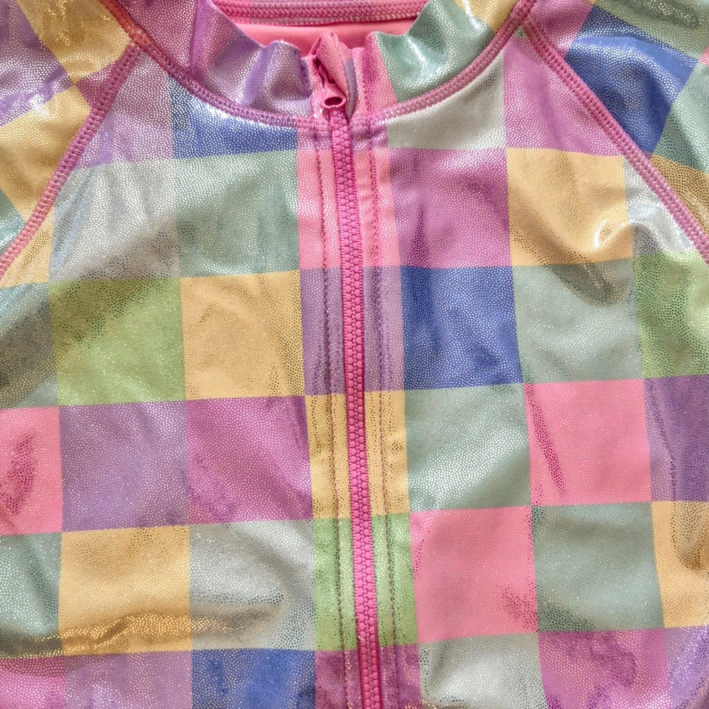 Magic Multicolor Checkered Kids Swim Rashguard - Picture 2 of 4